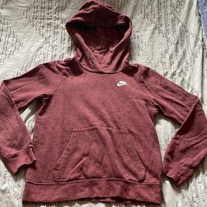 Nike Sportswear Burgundy Red Swoosh Pullover Hoodie